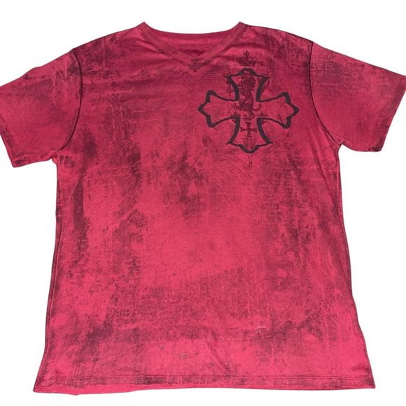 Vintage Other - Vintage Retrofit Grunge Distressed Cross Embroidered TShirt Mens Medium
